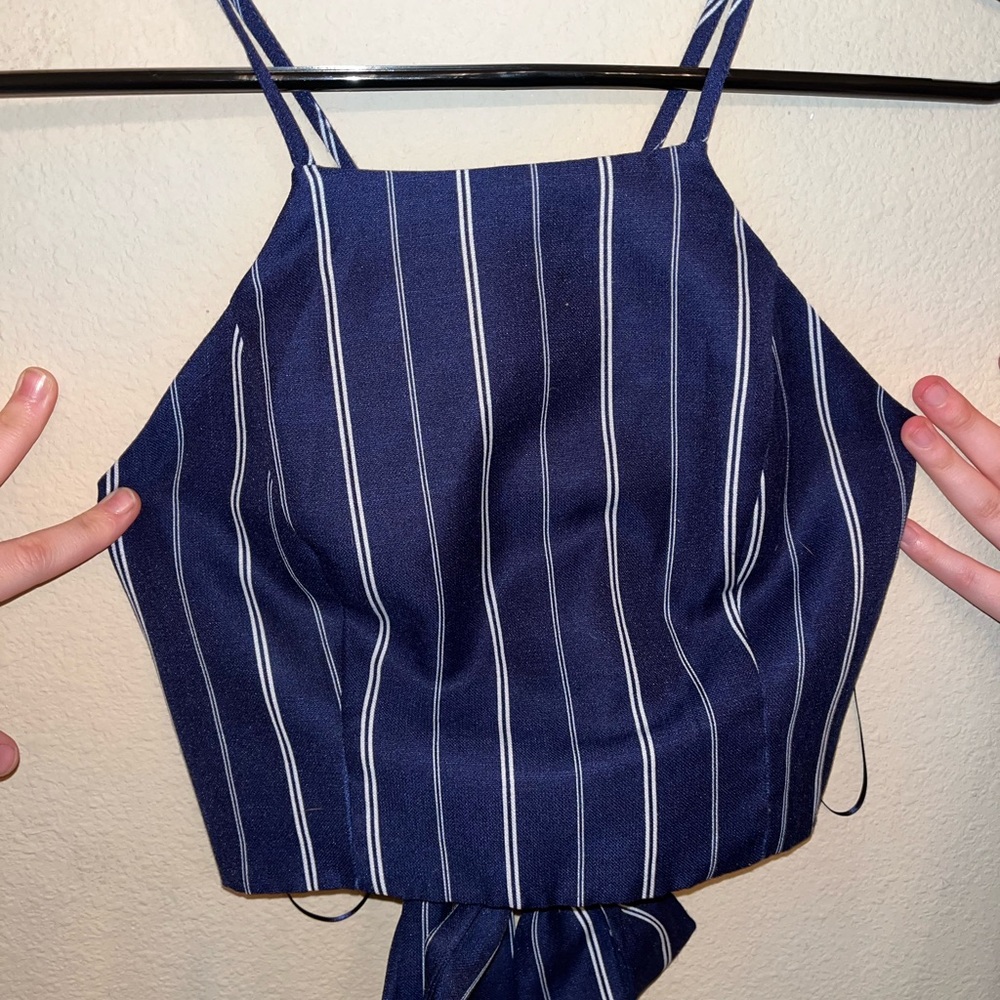Windsor 2 piece set navy and white stripped